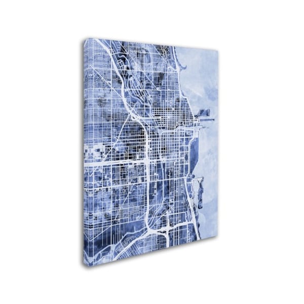 Michael Tompsett 'Chicago City Street Map B&W' Canvas Art,18x24